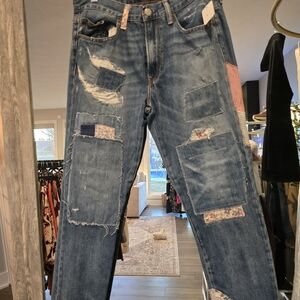 Polo Ralph Lauren Women's Blue Patchwork Distressed Jeans
